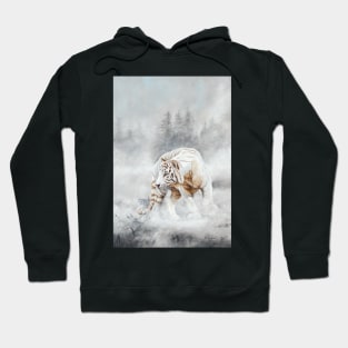 Snow Tiger - white tiger in snow - pastel painting Hoodie